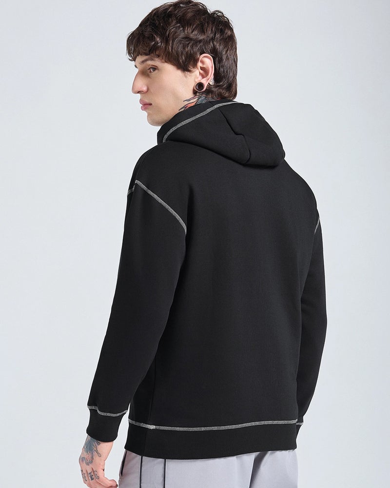 bewakoof Men's Black Oversized Hoodies - Image 4